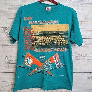 Vintage Miami Dolphins The Perfect Season Single Stitch Mens Med Team Rated USA